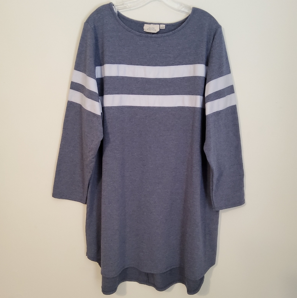 Mind Matter Gray Long Sleeve Scoop Neck Sweatshirt Tunic Dress Size 1X